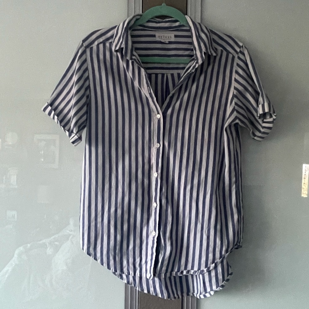 Cute Striped Button Down Top Medium - image 6